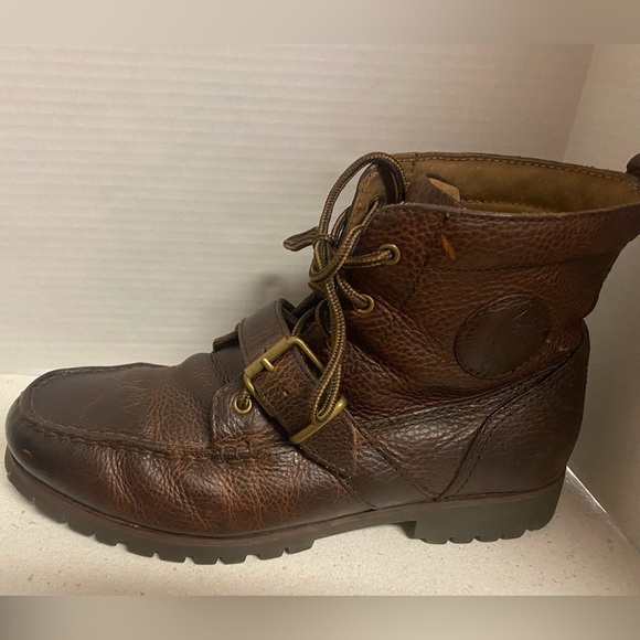 Ralph Lauren Redmond Dark Brown Leather Boots 9.5